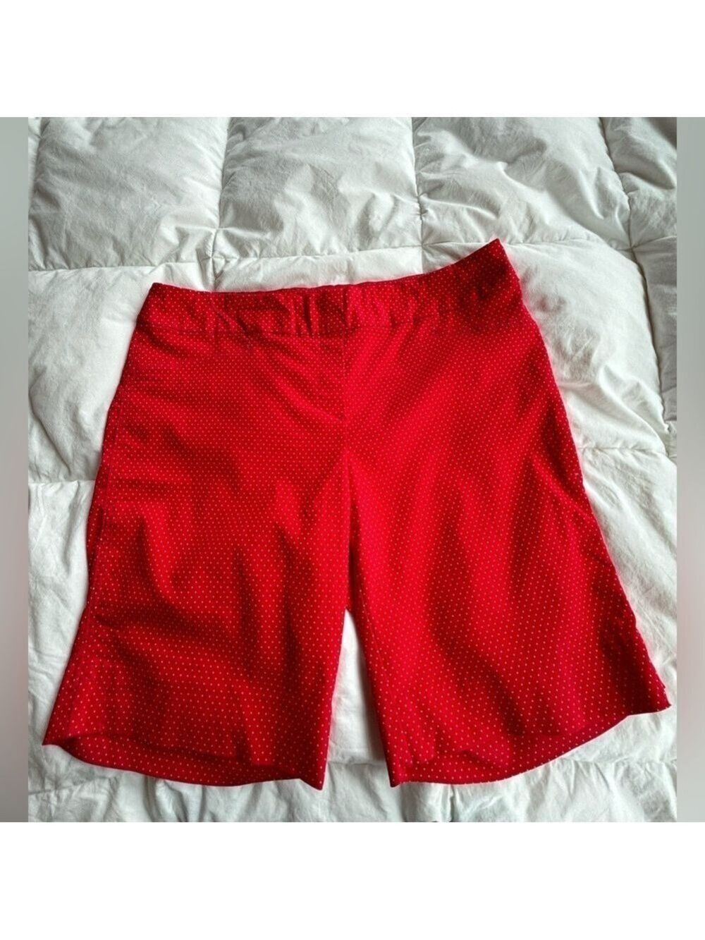 Dalia Red and Whit Polka Dot Walking Shorts. Wide Stretch Waistband Sz 12